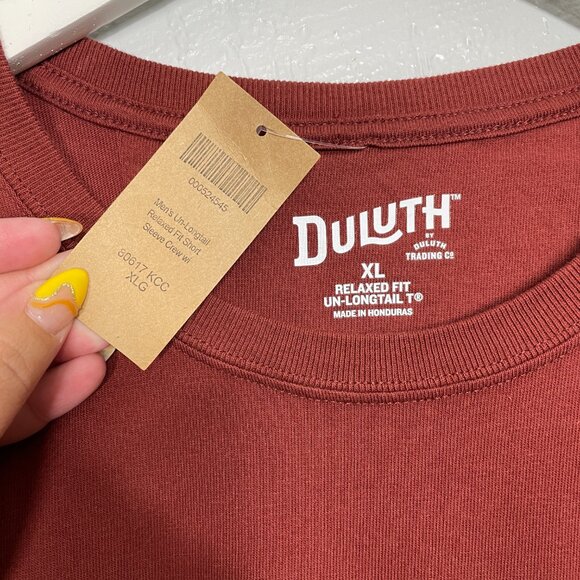 Duluth Trading Men XL Rust Red Relaxed Fit Un-Longtail T-Shirt Crew Neck Cotton - Picture 5 of 7